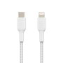 Belkin CAA004BT1MWH Câble USB-C vers Lightning Tressé Boost Charge 1m Blanc MFi