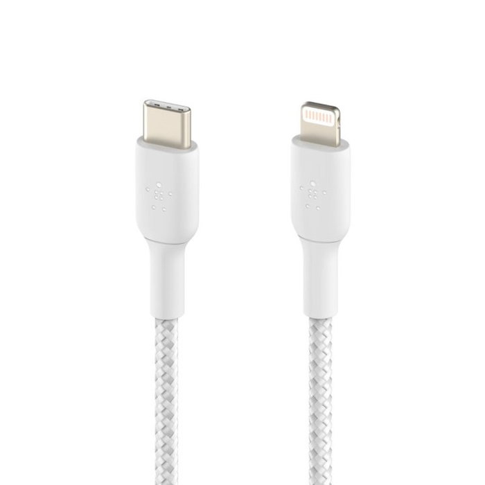 Belkin CAA004BT1MWH Câble USB-C vers Lightning Tressé Boost Charge 1m Blanc MFi Belkin CAA004BT1MWH Câble USB-C vers Lightning Tressé Boost Charge 1m Blanc MFi