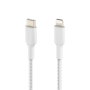 Belkin CAA004BT1MWH Câble USB-C vers Lightning Tressé Boost Charge 1m Blanc MFi