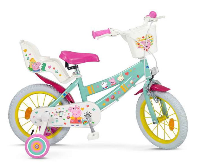 Toimsa Bicicleta Peppa Pig 14" - Vélo enfant pour 4 à 6 ans (36 mois min) avec roues de 14 pouces, licence officielle, en espagnol