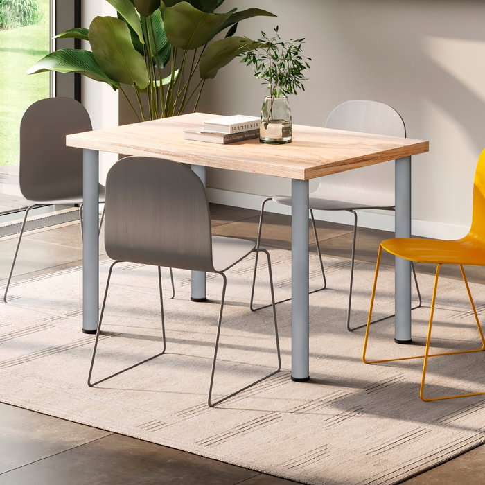 Emuca Lot de 4 pieds de table, diamètre 60mm, H 830mm, Acier, Peint en aluminium