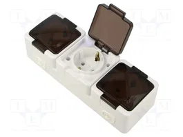 ABEX Socle d'alimentation Schuko triple blanc 2P+PE