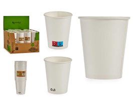 Kinvara Set de 15 Gobelets Biodégradables 240 ml Blanc - 7,4 x 15,5 x 7,4 cm (Set de 64)