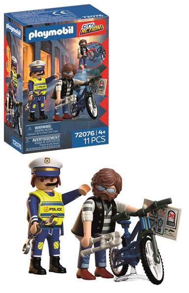 Playmobil City Action Robo de Bicicleta - Vélo moto de police, jouet d'action pour enfants de 4 à 10 ans Playmobil City Action Robo de Bicicleta - Vélo moto de police, jouet d'action pour enfants de 4 à 10 ans