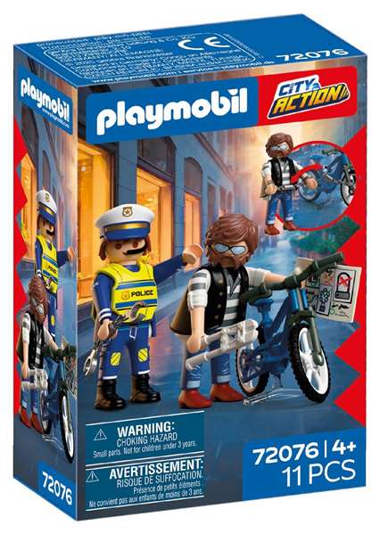 Playmobil City Action Robo de Bicicleta - Vélo moto de police, jouet d'action pour enfants de 4 à 10 ans Playmobil City Action Robo de Bicicleta - Vélo moto de police, jouet d'action pour enfants de 4 à 10 ans