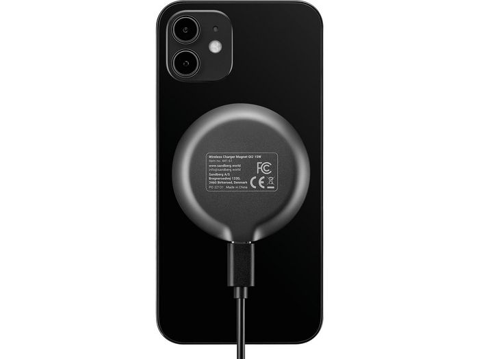 Sandberg Chargeur sans fil magnétique Qi2 15W avec support MagSafe, compact en aluminium Sandberg Chargeur sans fil magnétique Qi2 15W avec support MagSafe, compact en aluminium