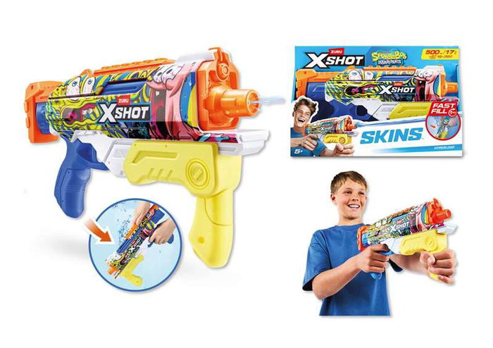 Zuru - Pistola de agua X-Shot Bob Esponja - Pistolet à eau recharge rapide - Dimensions: 18,7x34x6 cm
