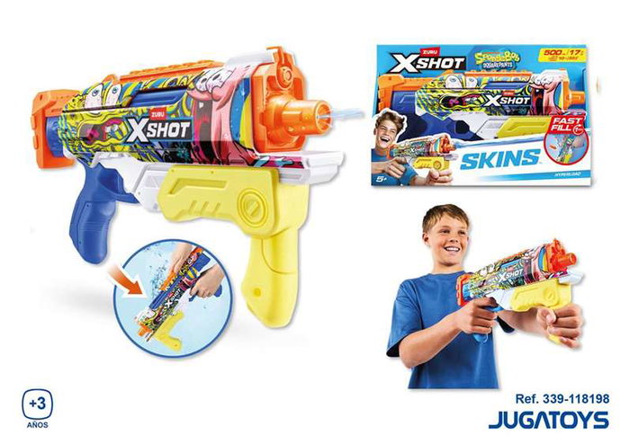 Zuru - Pistola de agua X-Shot Bob Esponja - Pistolet à eau recharge rapide - Dimensions: 18,7x34x6 cm