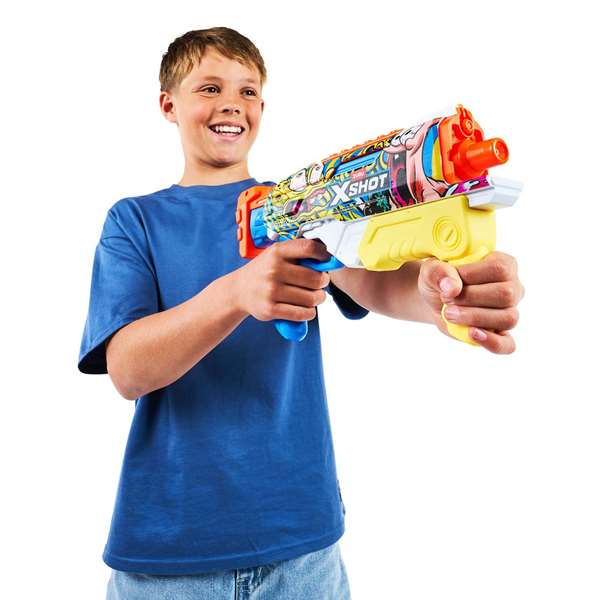 Zuru - Pistola de agua X-Shot Bob Esponja - Pistolet à eau recharge rapide - Dimensions: 18,7x34x6 cm