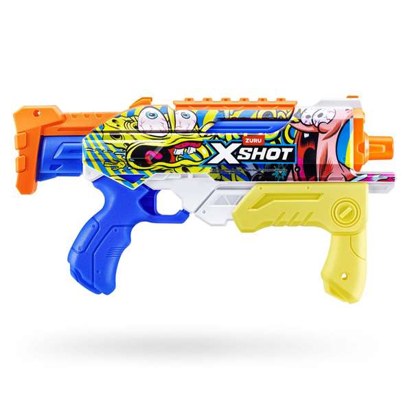 Zuru - Pistola de agua X-Shot Bob Esponja - Pistolet à eau recharge rapide - Dimensions: 18,7x34x6 cm
