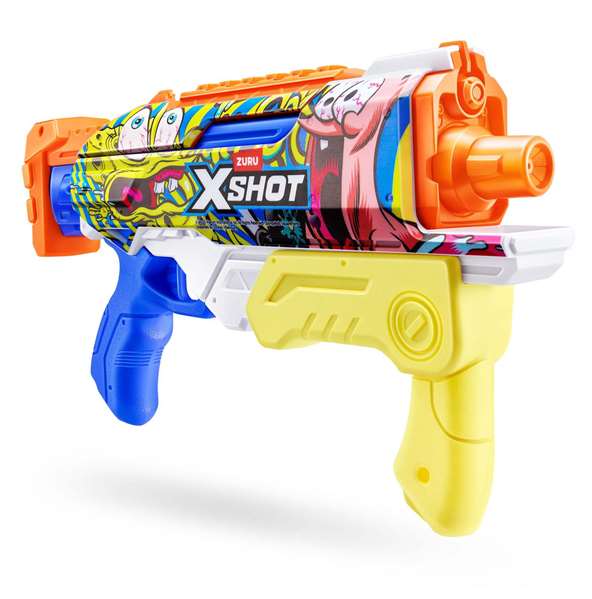 Zuru - Pistola de agua X-Shot Bob Esponja - Pistolet à eau recharge rapide - Dimensions: 18,7x34x6 cm