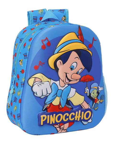 Safta Mochila 3D Pinocchio, Sac à dos pour enfant 3 ans, 27 x 33 x 10 cm