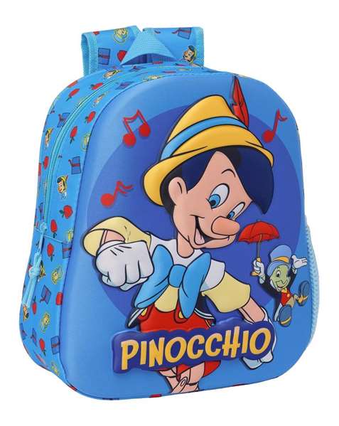 Safta Mochila 3D Pinocchio, Sac à dos pour enfant 3 ans, 27 x 33 x 10 cm