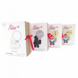 Gnome Céramique Amore Bleu/Rouge avec Ampoule LED