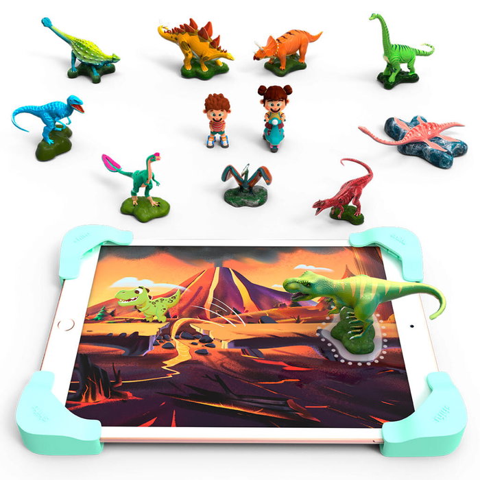 PLAYSHIFU Jeu éducatif interactif et physique Tacto Dino pour tablette, en espagnol, à partir de 4 ans, +100 faits sur les dinosaures
