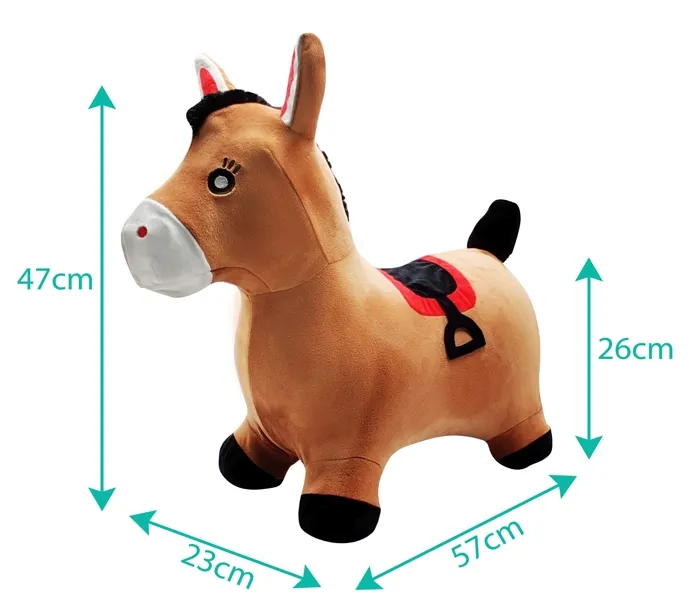 Lexibook Porteur Cheval Sauteur Gonflable en Peluche, Design 2-en-1 avec Housse Amovible, Jouet d'Équilibre pour Enfant avec Pompe Incluse (50 x 45 cm)