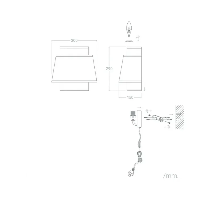 Quilmes Applique murale SKD-W1024 en rotin et bois avec douille E14 pour ambiance lumineuse - Salon, chambre