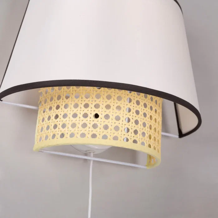 Quilmes Applique murale SKD-W1024 en rotin et bois avec douille E14 pour ambiance lumineuse - Salon, chambre
