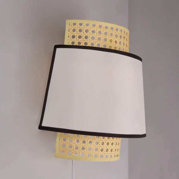 Quilmes Applique murale SKD-W1024 en rotin et bois avec douille E14 pour ambiance lumineuse - Salon, chambre