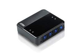 Aten US434 Commutateur de partage de périphériques USB 3.2 Gen 1 à 4 ports x 4 ordinateurs avec sélecteur distant, câbles inclus