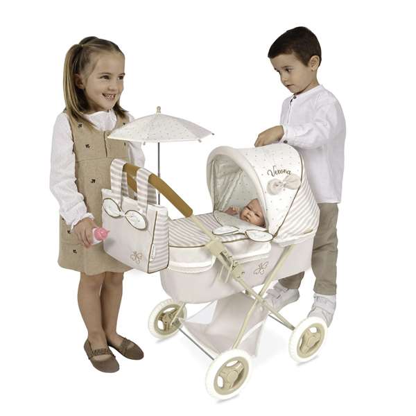 Decuevas Coche de muñeca - Poussette de poupée pliable avec ombrelle pour poupées jusqu'à 48 cm, dimensions 38x65x60 cm Decuevas Coche de muñeca - Poussette de poupée pliable avec ombrelle pour poupées jusqu'à 48 cm, dimensions 38x65x60 cm