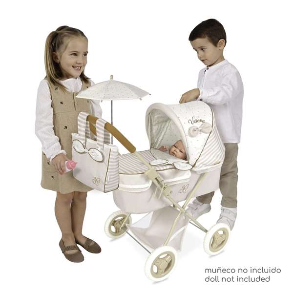 Decuevas Coche de muñeca - Poussette de poupée pliable avec ombrelle pour poupées jusqu'à 48 cm, dimensions 38x65x60 cm Decuevas Coche de muñeca - Poussette de poupée pliable avec ombrelle pour poupées jusqu'à 48 cm, dimensions 38x65x60 cm