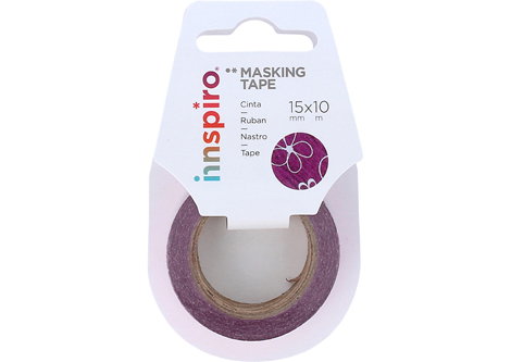 Innspiro Cinta masking tape Washi fleurs roses 15mm x 10m série Metal