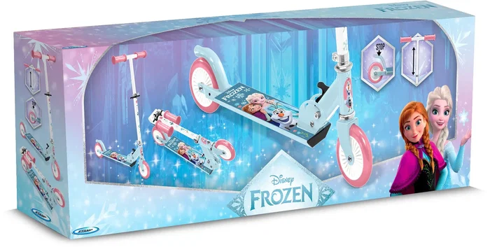 Reine Des Neiges Trottinette enfant pliable Disney RN246042 - Bleu avec frein arrière, roulements ABEC 5, hauteur réglable et plateau aluminium antidérapant