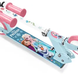 Reine Des Neiges Trottinette enfant pliable Disney RN246042 - Bleu avec frein arrière, roulements ABEC 5, hauteur réglable et plateau aluminium antidérapant