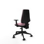 Chaise Elche Asynchrone Tissu Rose Base pyramidale noire Accoudoir 1D Sans appui-tête Roulettes 65mm nylon