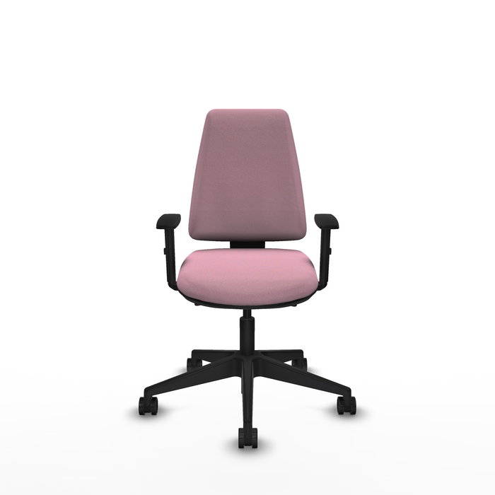 Chaise Elche Asynchrone Tissu Rose Base pyramidale noire Accoudoir 1D Sans appui-tête Roulettes 65mm nylon Chaise Elche Asynchrone Tissu Rose Base pyramidale noire Accoudoir 1D Sans appui-tête Roulettes 65mm nylon