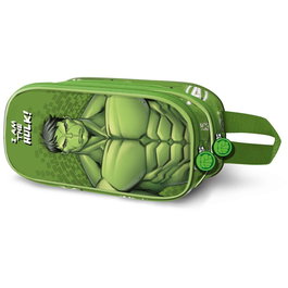 Karactermania Portatout 3D Rage Hulk Marvel avec 2 compartiments à fermeture zippée, 9,5x22x8 cm, fourre intérieur