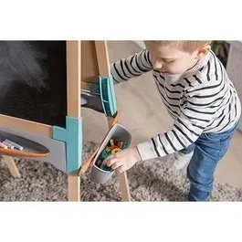 Smoby - Tableau d'activités bois double face ardoise et blanc magnétique, pliable à hauteur réglable - Inclut 80 accessoires - Dès 3 ans