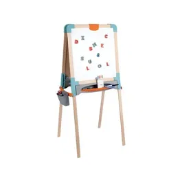Smoby - Tableau d'activités bois double face ardoise et blanc magnétique, pliable à hauteur réglable - Inclut 80 accessoires - Dès 3 ans
