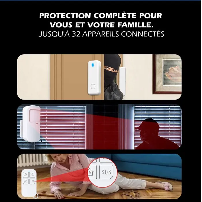 Kyf Kit d'Alarme Évolutif KYF - Système de Sécurité Intelligent avec Caméra IP PT 4MP WiFi 434Mhz, Sirène, Détecteur de Mouvement et d'Ouverture, 2 Télécommandes Kyf Kit d'Alarme Évolutif KYF - Système de Sécurité Intelligent avec Caméra IP PT 4MP WiFi 434Mhz, Sirène, Détecteur de Mouvement et d'Ouverture, 2 Télécommandes