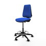 Tabouret Taburete Elche Contact permament de base Tissu Bleu Base pyramidale noire Sans accoudoirs Sans appui-tête Roulettes 65mm nylon
