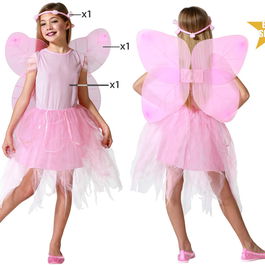 Déguisement Hada Rosa pour Fille 10-12 Ans - Déguisement de Fée Rose 3 Pièces avec Robe, Ailes et Accessoire Cheveux