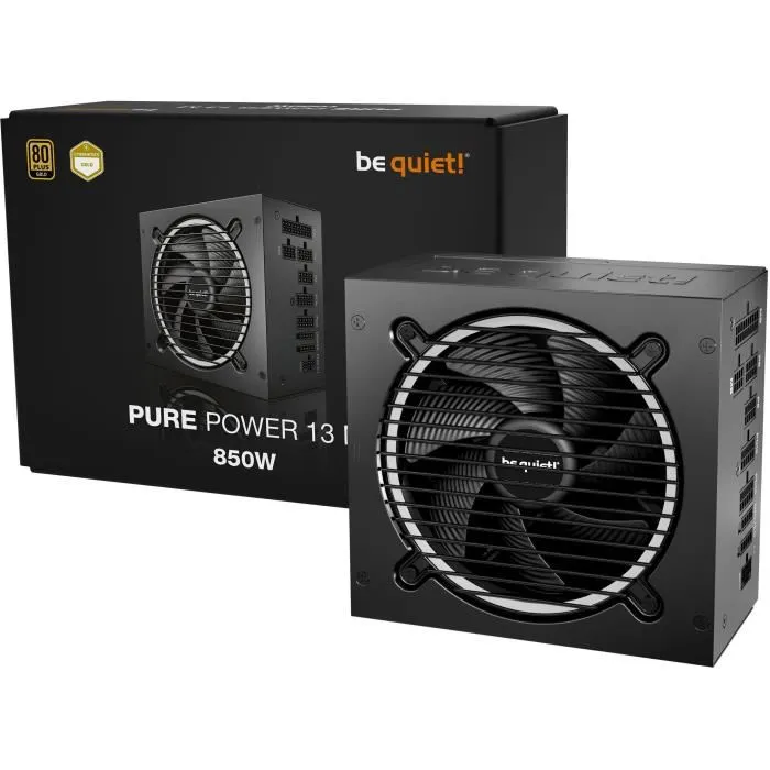 Be Quiet! Pure Power 13 M 850 W - Alimentation PC semi-passive ATX 3.1, PCIe 5.1, 80 PLUS Gold, certification 12V-2x6 - Alimentation silencieuse et performante