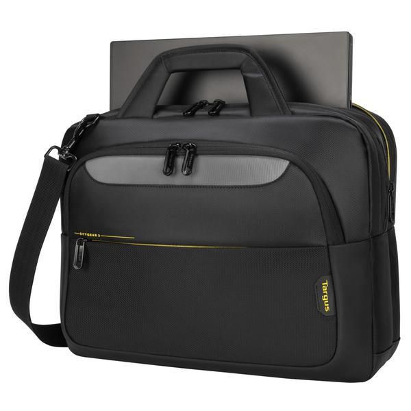 Targus CityGear Sacoche pour Ordinateur Portable 14 à 15,6 Pouces - Noir - Protection Dome, Compartiment pour Tablette, Sangle pour Chariot