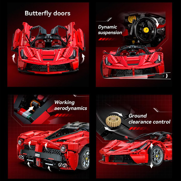 CADA Master Viva Hypercar 4739 Pièces - Maquette Statique Supercar Collection 1:8 avec Changement de Vitesses 4 Rapports, Suspension Réglable, Portes Papillon et Spoiler