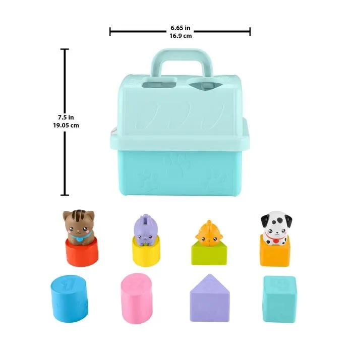 Fisher-Price Trieur Caisse de Transport d'Animaux avec 8 Blocs Jouet pour Bébés HTW93