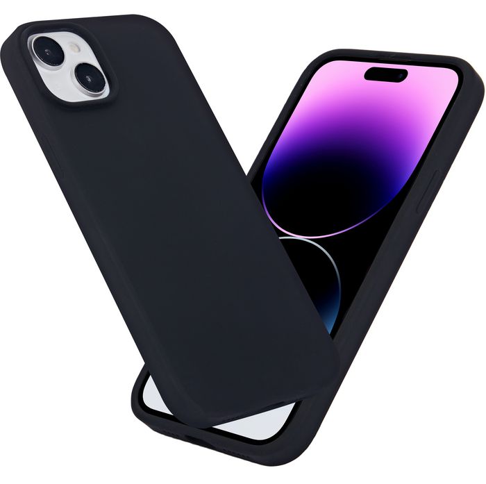 eSTUFF INFINITE ROME Coque magnétique en silicone pour iPhone 15 Plus, Noir, 81% matériaux recyclés, protection chute 2 m, compatible MagSafe
