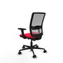 Chaise Haches Synchrone/Traslack tissu Rouge Maille Gris Base en nylon noir Accoudoir 2D Sans appui-tête Roulettes 65mm nylon