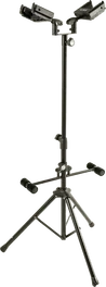 QUIKLOK Soporte universel pour guitare/basse double avec autoblocage de sécurité noir, hauteur 900-1200 mm, pliable, acier