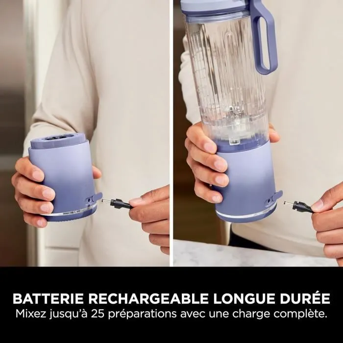 Ninja BC251EULD Blender Portable sans fil - Blast Max, bol 530 ml, autonomie 2h, sans BPA, couleur lavande, facile à nettoyer