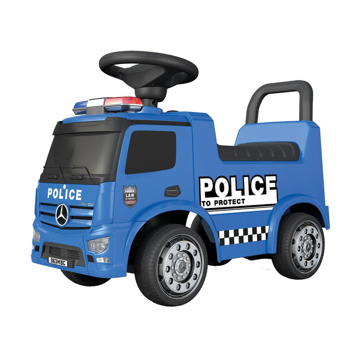Tachan Porteur Camion de Police Mercedes avec Licence Officielle - Son et Lumière - Volant avec Bruitages - Porte-Objets - Pneus en Caoutchouc - Pour Enfants de 1 à 3 Ans Tachan Porteur Camion de Police Mercedes avec Licence Officielle - Son et Lumière - Volant avec Bruitages - Porte-Objets - Pneus en Caoutchouc - Pour Enfants de 1 à 3 Ans