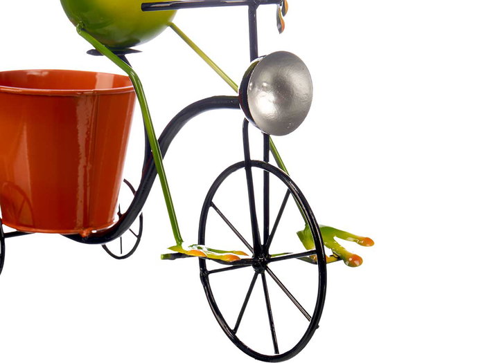 Ibergarden Jardinière Bicyclette Grenouille 31.5x32x17 cm Métal Jaune Rouge Vert (Set de 6)