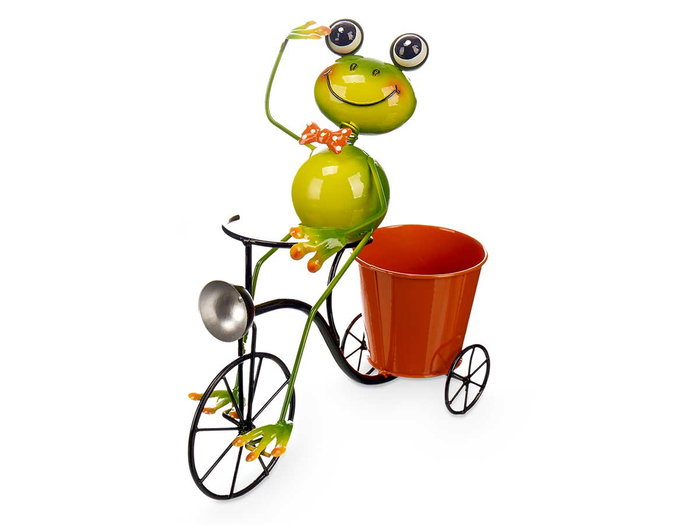 Ibergarden Jardinière Bicyclette Grenouille 31.5x32x17 cm Métal Jaune Rouge Vert (Set de 6)