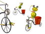 Ibergarden Jardinière Bicyclette Grenouille 31.5x32x17 cm Métal Jaune Rouge Vert (Set de 6)