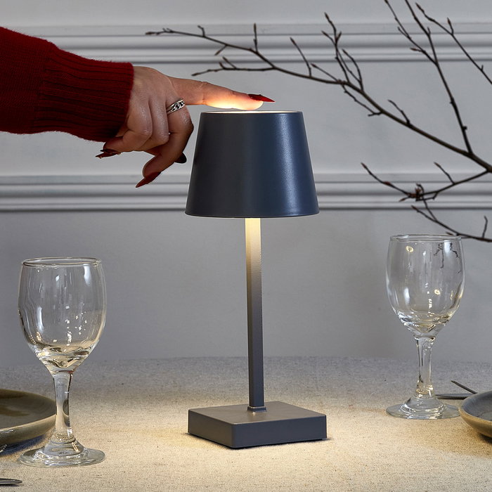 Home Deco Factory Lampe LED Tactile Gris Foncé Home Deco Factory Lampe LED Tactile Gris Foncé